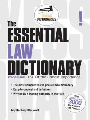 cover image of The Essential Law Dictionary